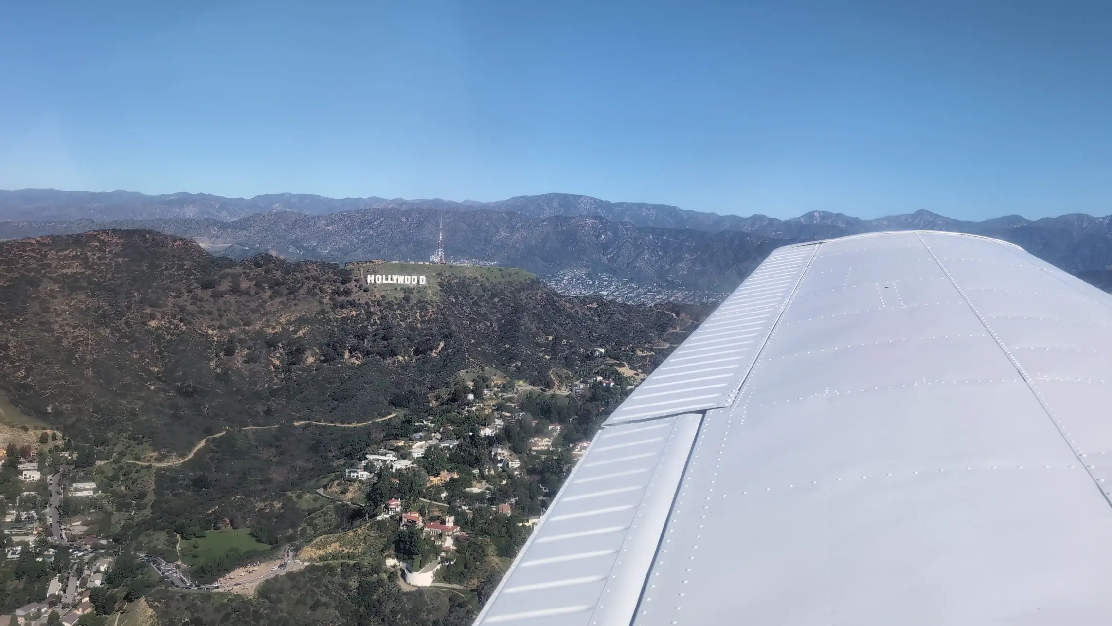 Cockpit View Over City