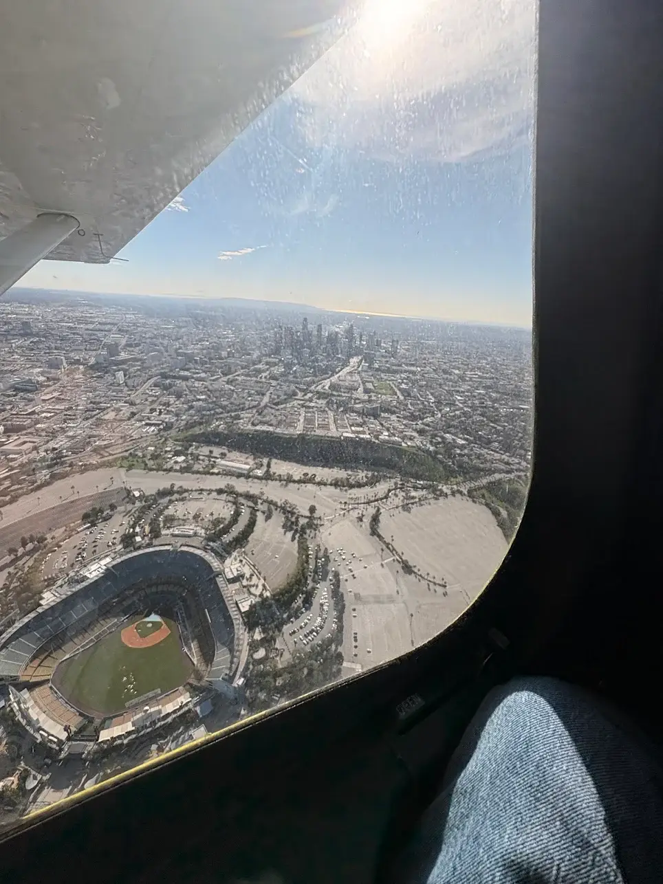 Cockpit View Over City