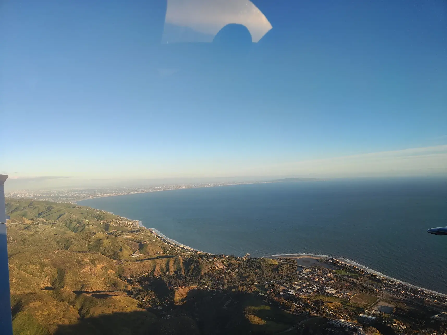 Cockpit View Over City